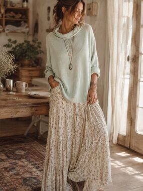 Free People Mint Green Tunic Sweater SZ M